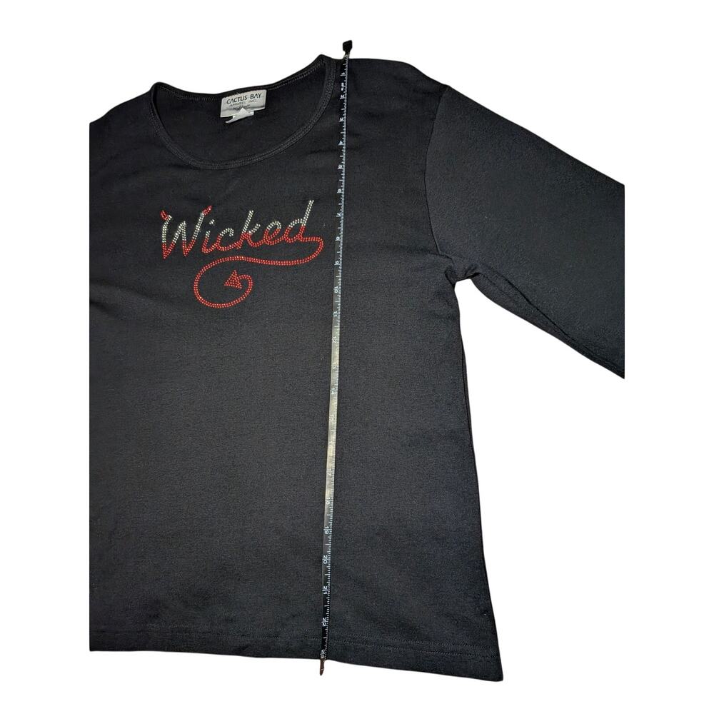 Cactus Bay Apparel Wicked Rhinestone Black Top Shirt XL Vintage Y2K Halloween - Picture 4 of 8